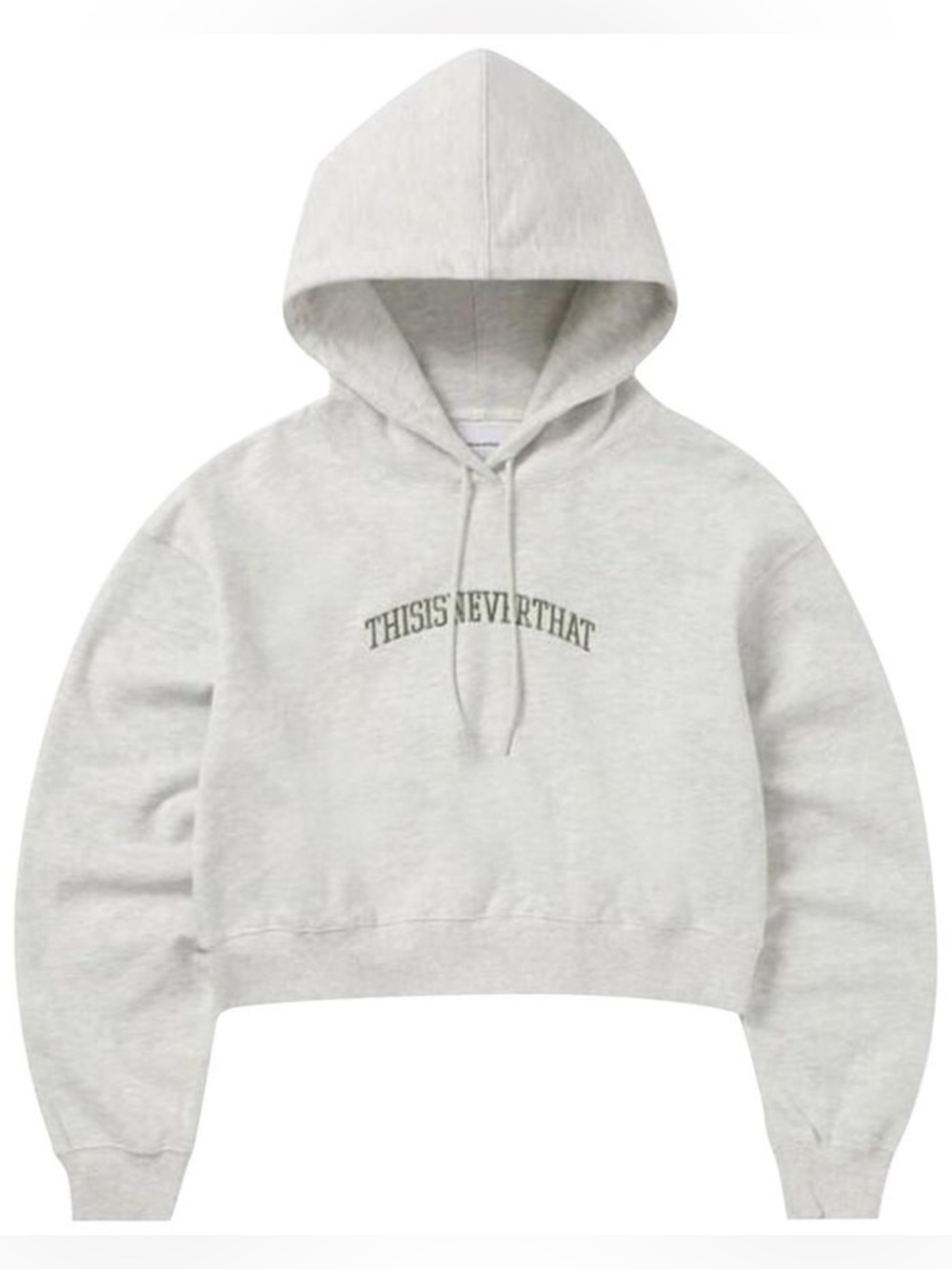 THISISNEVERTHAT Arch-Logo Hoodie Oatmeal Cropped Light Gray size medium